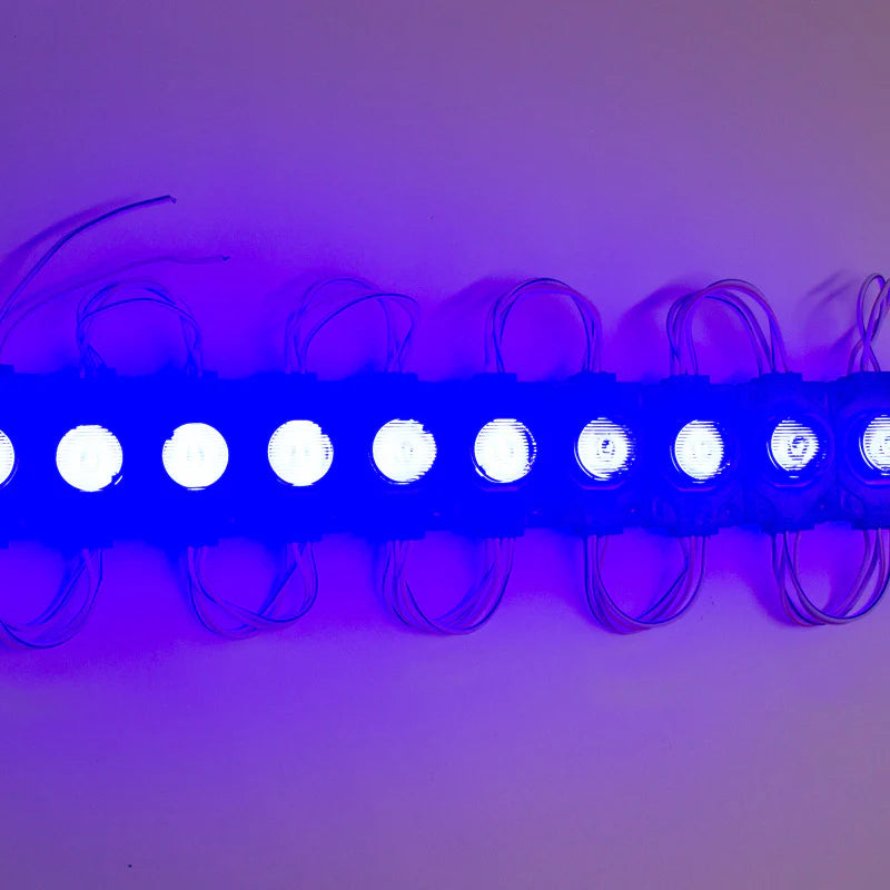 12V 1.5W LED Module with Lens, 20pcs/String, 150LM, IP65 Waterproof Sign Module for Light Box, Channel Letter, and Signage Backlighting – 6500K / 3000K / Red / Green / Blue / Yellow / Pink