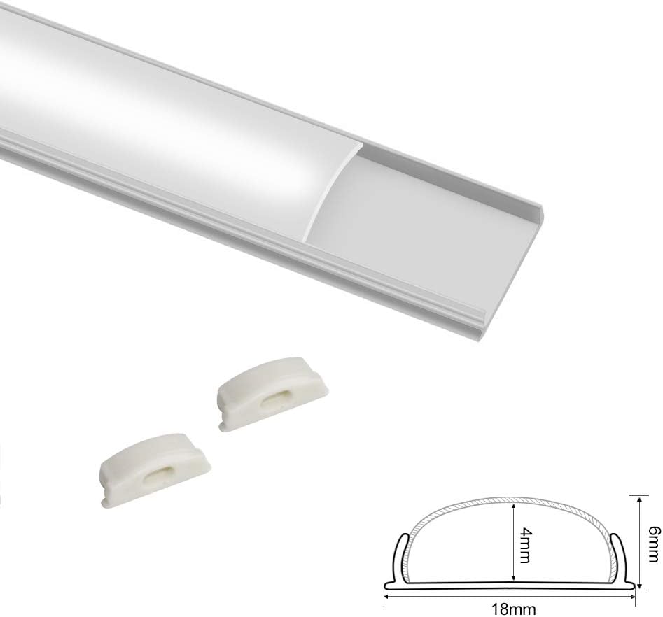 U Shape Bendable LED Aluminum Channels – Fit for 1 to 12mm LED Strip | 1Meter | Silver | Milky White  Cover | With Installation Accessories | 6 -Pack | Local Stock US/UK