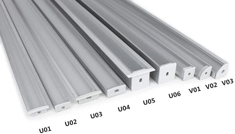 U Shape LED Aluminum Channels – Fit for 1 to 12mm LED Strip | 1Meter | Silver / Black | Milky White / Black Cover | With Installation Accessories | Bendable | 5 / 6 / 10 / 12 / 20 / -Pack | Local Stock US/UK