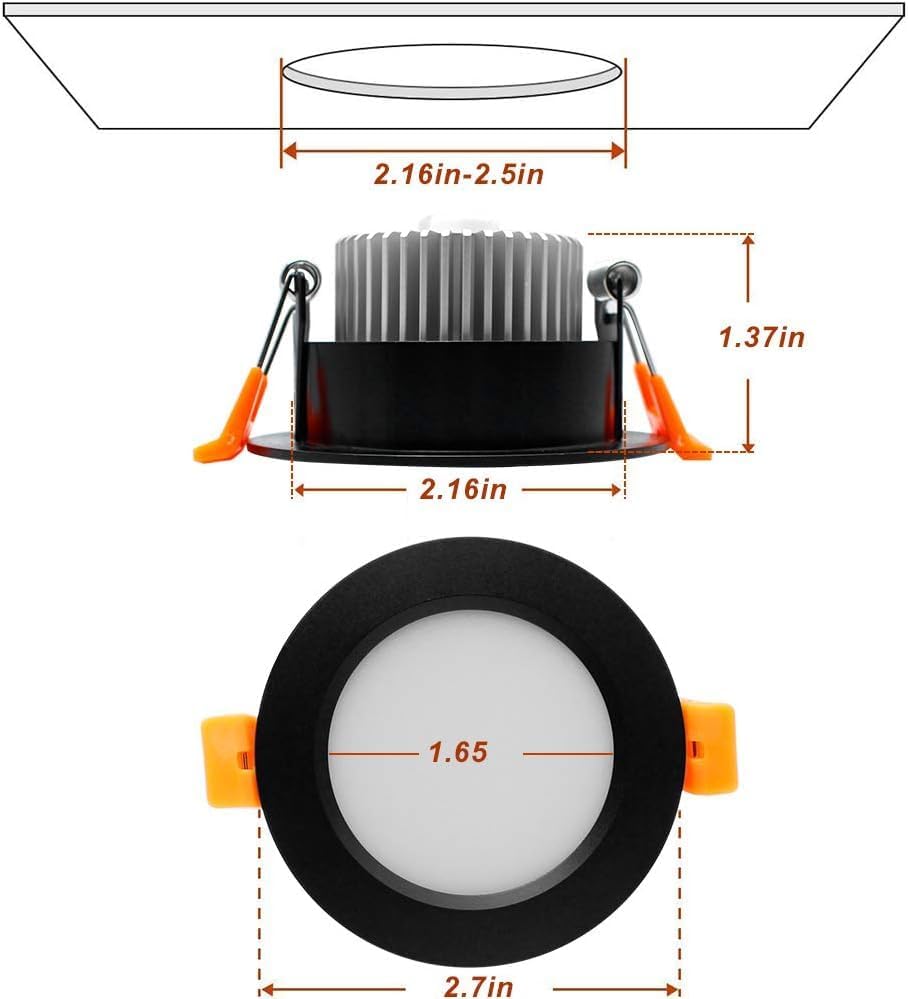Smart WiFi Recessed Lighting | 2Inch 5W | Dimmable RGB & CCT 2700-6500K | 100–240V | Black Housing | Compatible with Alexa and Google Home | 4 / 6 / 10-Pack