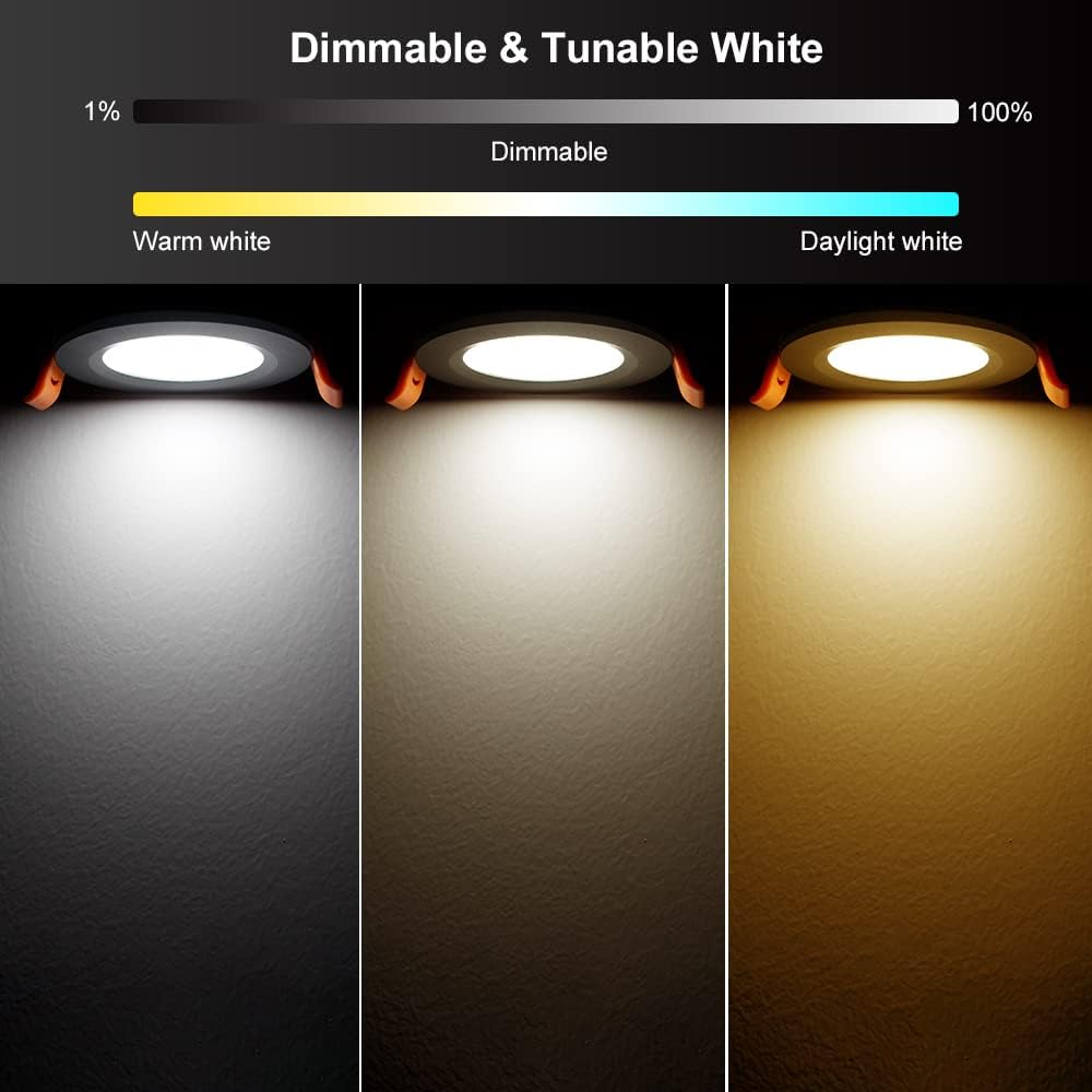 Smart WiFi Recessed Lighting | 2Inch 5W | Dimmable RGB & CCT 2700-6500K | 100–240V | Black Housing | Compatible with Alexa and Google Home | 4 / 6 / 10-Pack