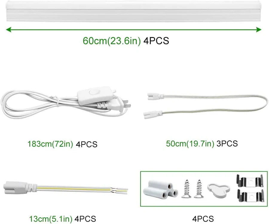 IT Series LED Shop Light – 4FT T5 Integrated Fixture|20W|Warm/Natural/Daylight White|Linkable Utility LED Tube Light for Garage, Basement, Workshop & Under Cabinet|Ceiling Mount Corded Electric with On/Off Switch|4-Pack / 10-Pack|Non-Dimmable AC90–240V