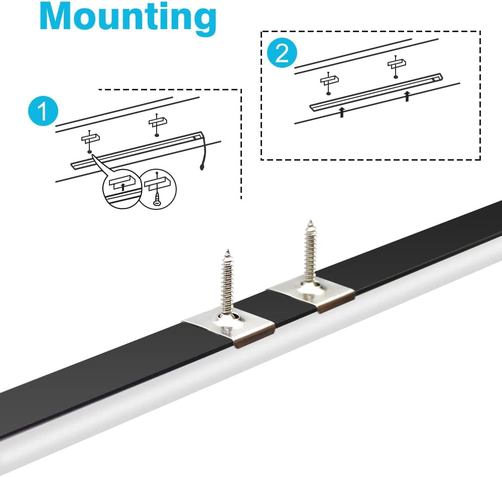 V Shape LED Aluminum Channels – Fit for 1 to 10mm LED Strip | 1Meter | Silver / Black | Milky White / Black Cover | With Installation Accessories | 5 / 6 / 10 / 12 / 20 / -Pack | Local Stock US/UK