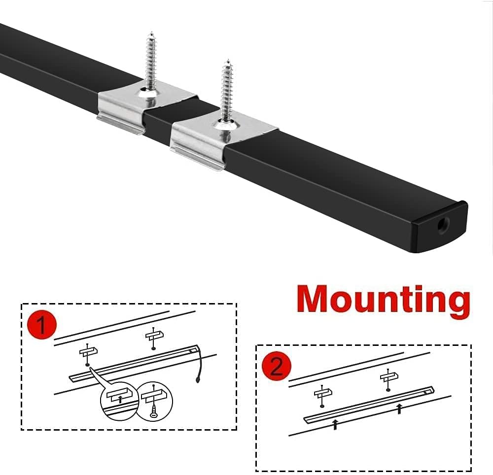 U Shape LED Aluminum Channels – Fit for 1 to 12mm LED Strip | 1Meter | Silver / Black | Milky White / Black Cover | With Installation Accessories | Bendable | 5 / 6 / 10 / 12 / 20 / -Pack | Local Stock US/UK