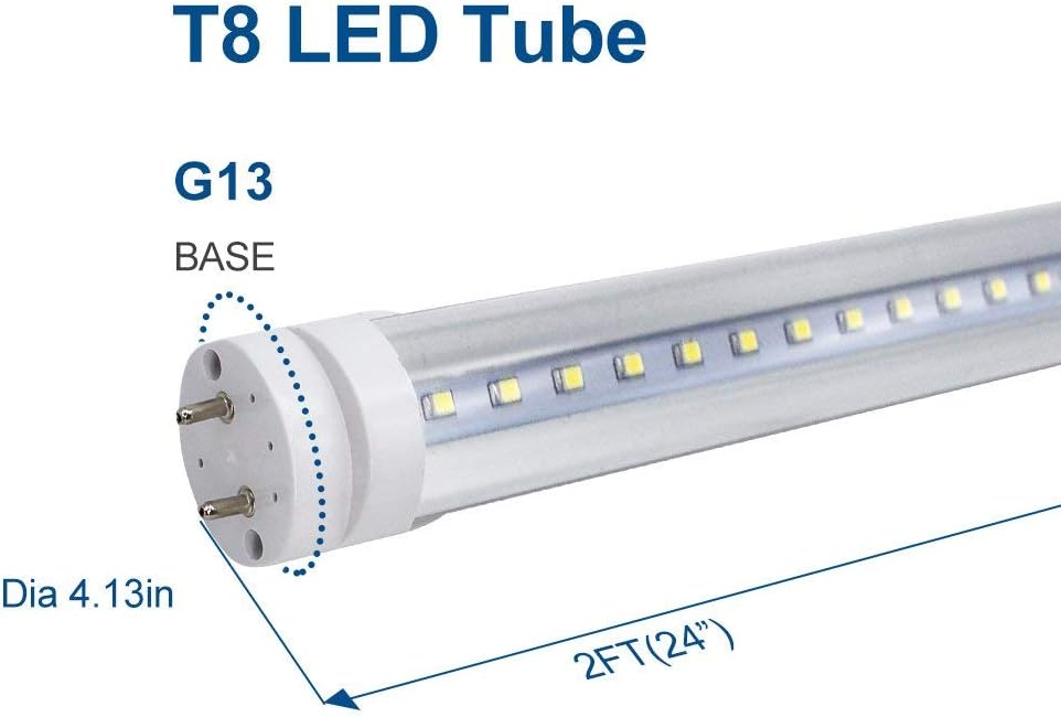 2ft Retrofit T8 LED Tube Light – 10W – Frosted Cover – Warm / Natural / Daylight White – 4-Pack / 20-Pack – Ballast Bypass – Non-Dimmable
