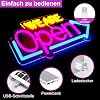 Enseigne néon « Ouvert » avec décor tournesol – Version USB | Blanc chaud / Jaune et blanc | 43 x 23 cm / 61 x 33 cm | Éclairage LED DC 5 V pour vitrine d'entreprise