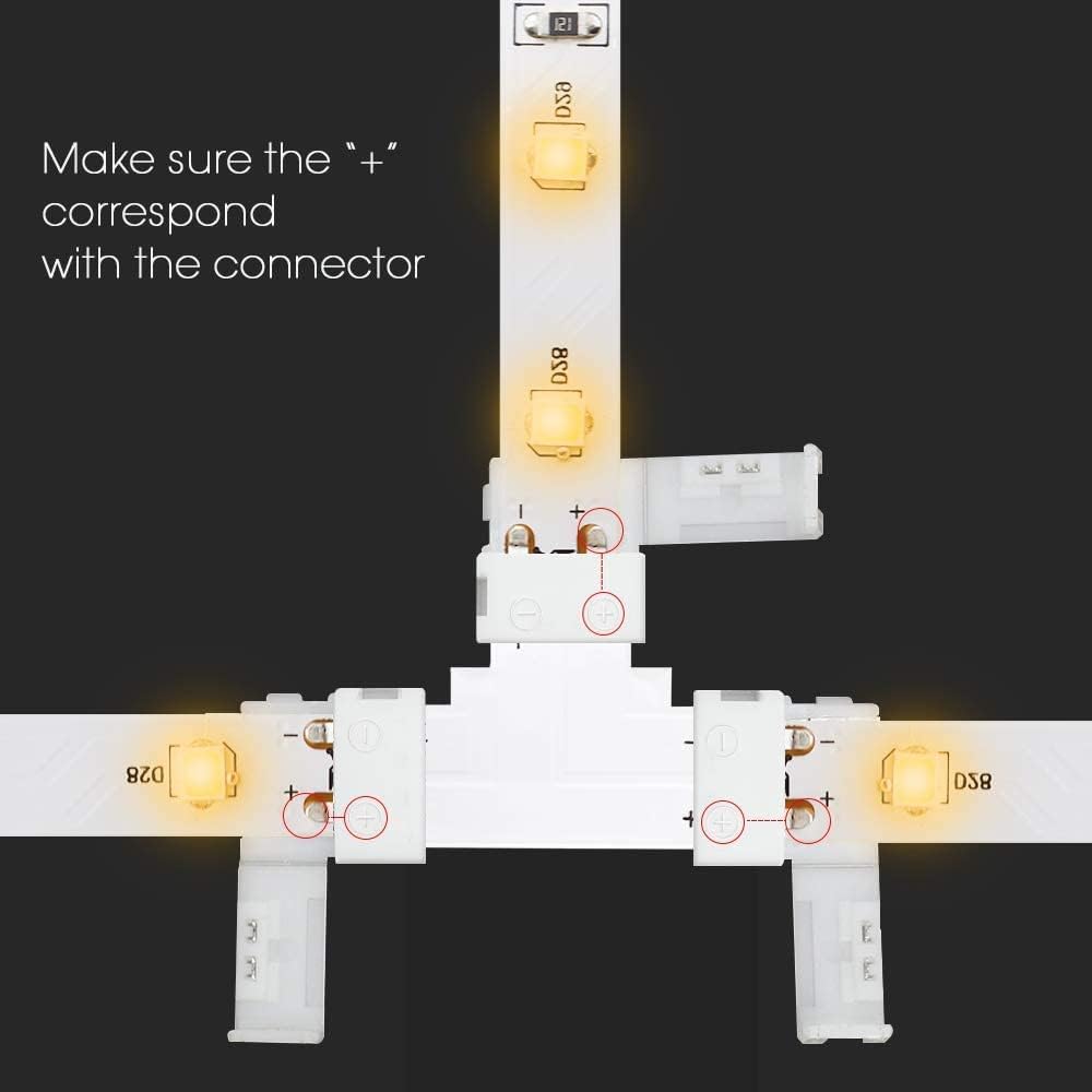 LED Strip Connectors – 8mm 2Pin Solderless Clips | Strip to Wire / Strip to Strip / DC Adapter / L / T – Local Stock US/UK