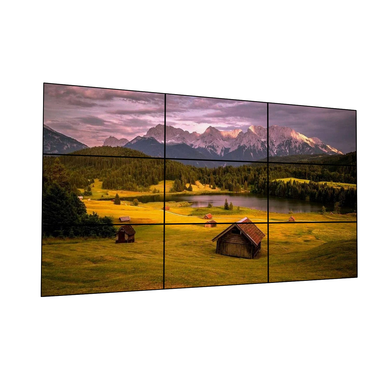 55-Zoll-BOE-LCD-Videowand – 3x3-Kit (9 Panels) | 1920 x 1080 FHD | 500 Nits | Ultraschmaler Rahmen 0,88 mm / 1,7 mm / 3,5 mm | HDMI-Spleißer + Wandhalterung enthalten