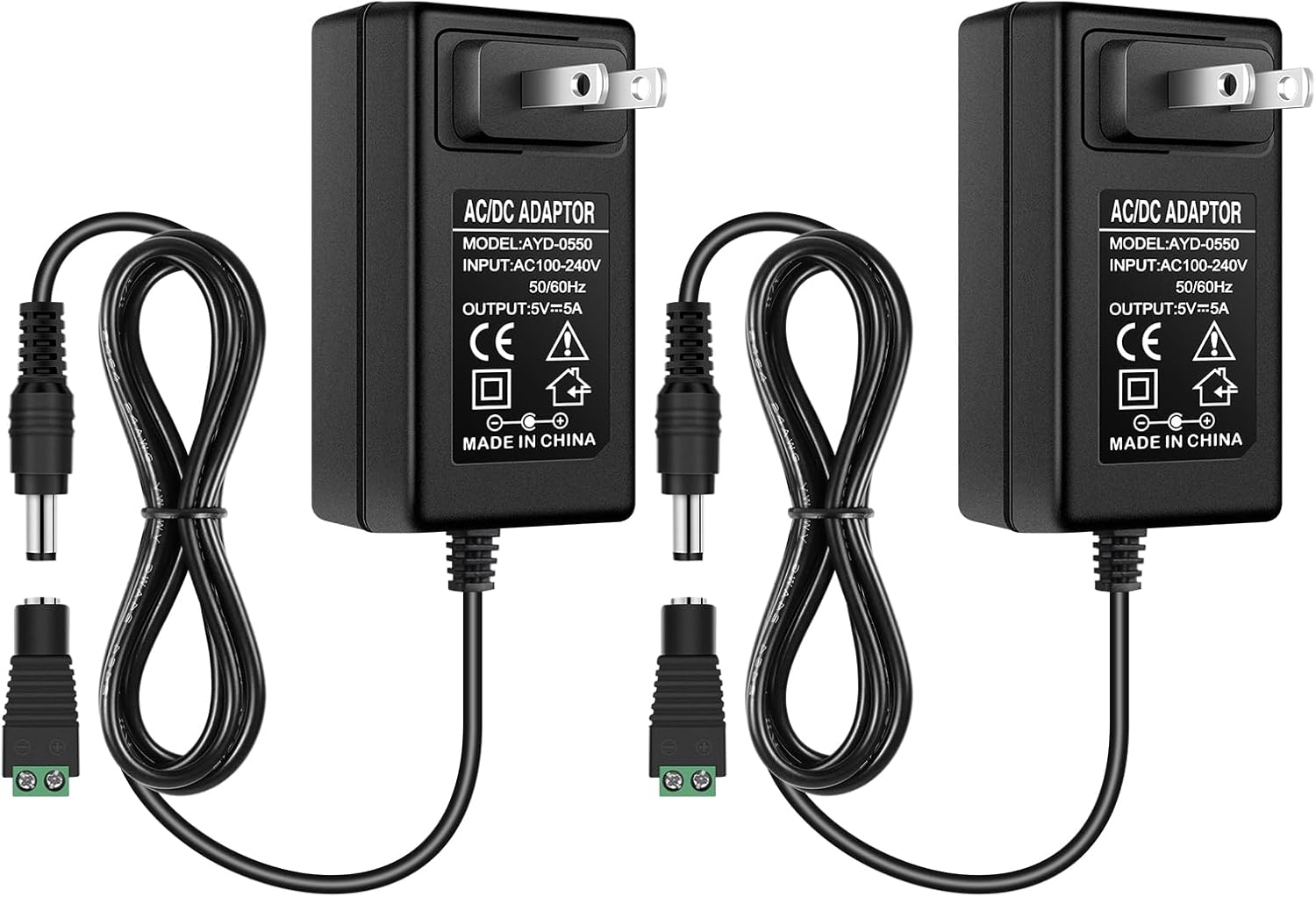 DC 5V Plug-in Power Supply Adapter 15W/25W, AC 100–240V Input, Wall Charger Transformer with US Plug — for LED Strip Lights, Router, USB Devices, Electronics