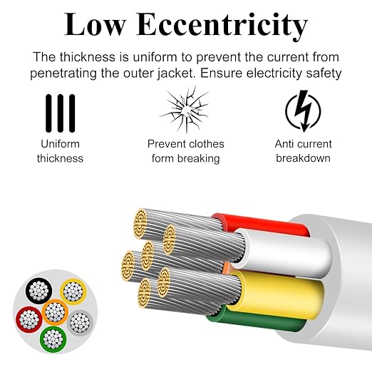 18 AWG Electrical Wire, 6/7/8 Conductor Stranded Tinned Copper Multi-Core Cable, Black/White PVC Flexible Control Extension Cord — 10/20/50m (33ft–165ft) Options