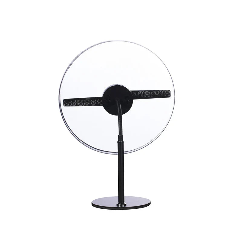 Ventilateur holographique 3D 30 cm (11,8 po) DC5 V | Lecteur visuel LED haute luminosité à 2 pales | Support de bureau/sol | Alimentation par batterie (non fournie) | Boîtier de protection transparent ou noir