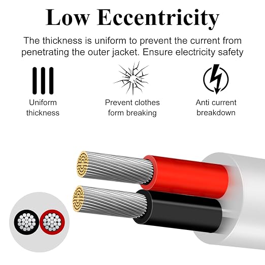 22 AWG Electrical Wire, 2/3/4/5 Conductor Stranded Tinned Copper Cable, Black/White PVC Jacket Flexible Multi-Core Extension Cord — 10/20/50m (33ft–165ft) Options