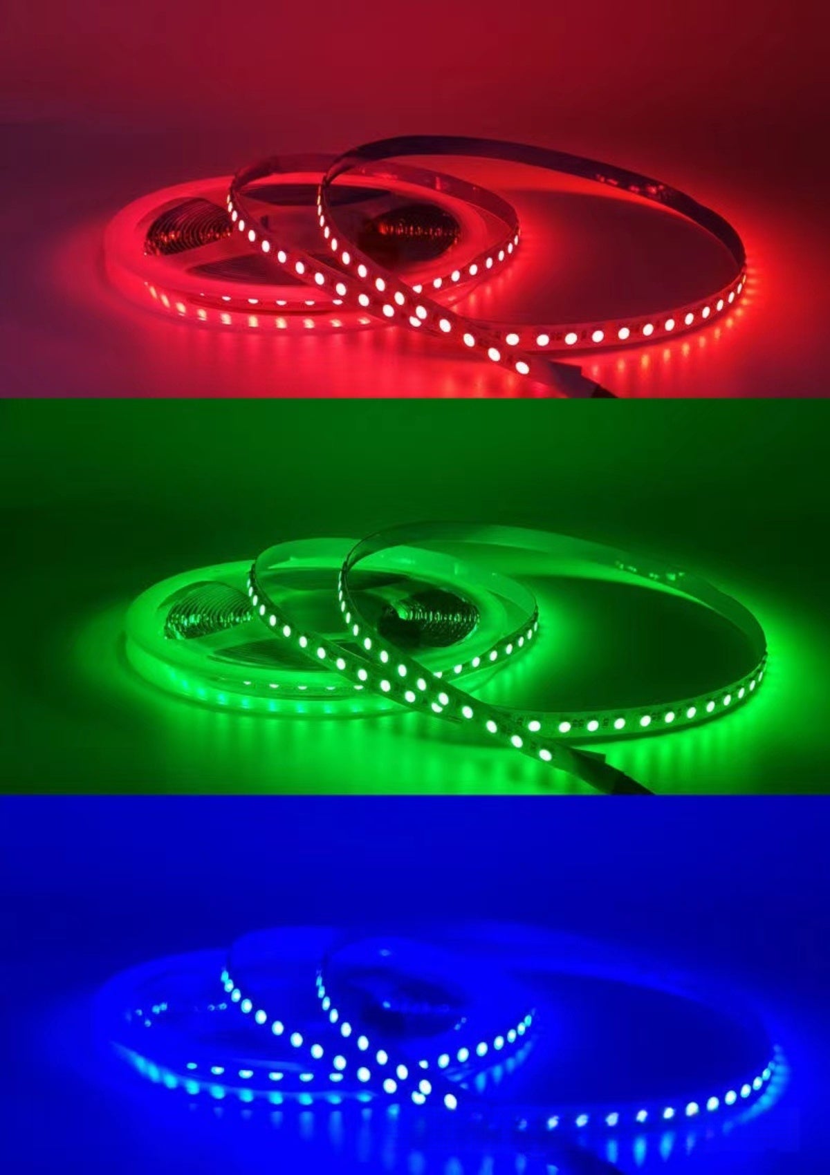 RGB LED Strip Light | 12V DC | SMD5050, 120 LEDs/M, 5M (16.4FT) Roll | 5mm White PCB | IP00/IP65/IP67 Options | Strip Only & Complete Kit