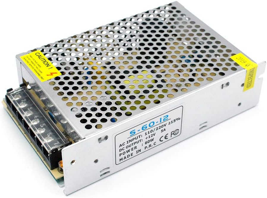 DC 12V/24V Switching Power Supply 60W–250W, AC 110/220V Input, Constant Voltage LED Driver Transformer, Metal Case with Screw Terminals, CE/FCC/RoHS Certified