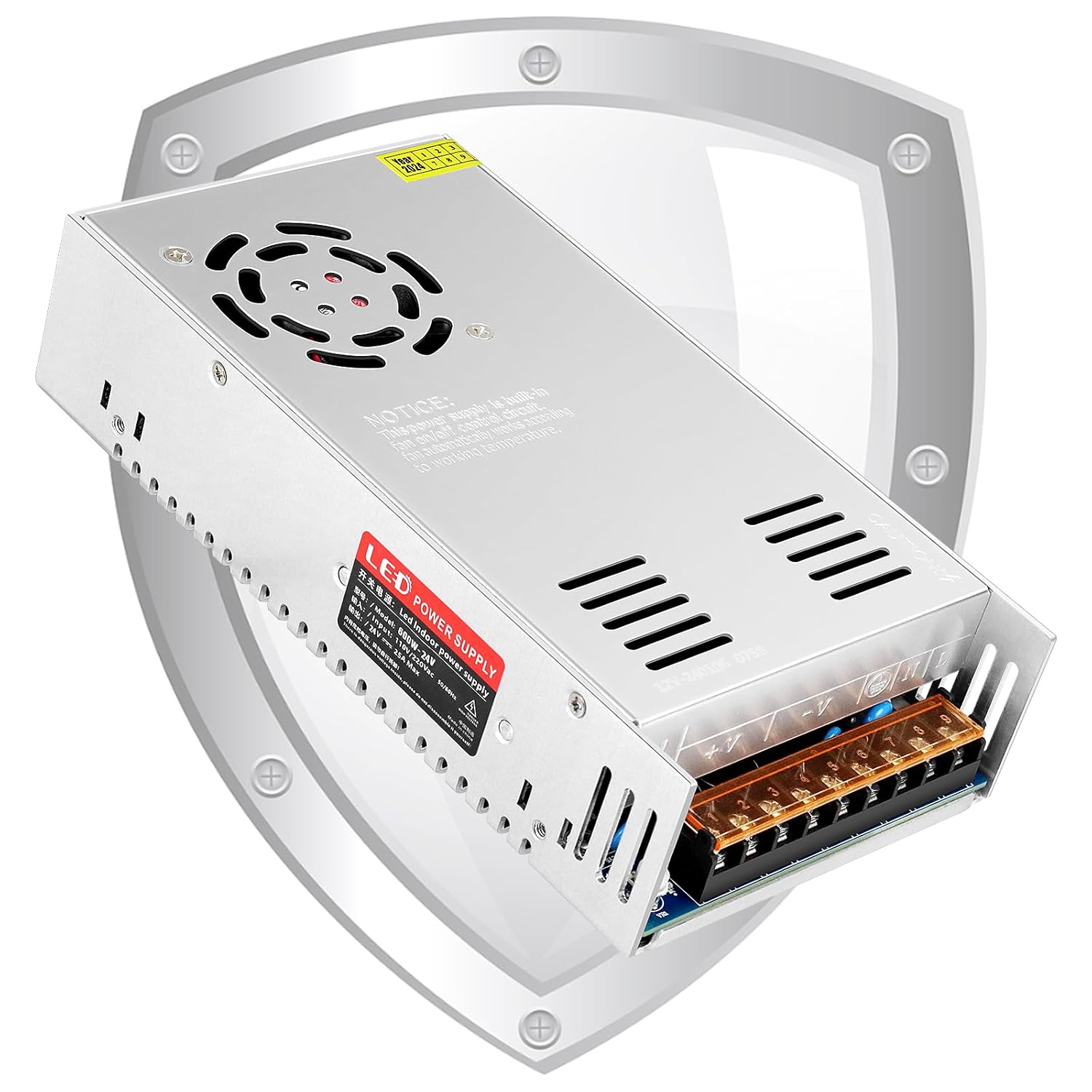 DC 12V/24V Switching Power Supply 300W–600W, AC 110/220V Input, High Power LED Driver Transformer, Cooling Fan Metal Case, CE/FCC/RoHS Certified
