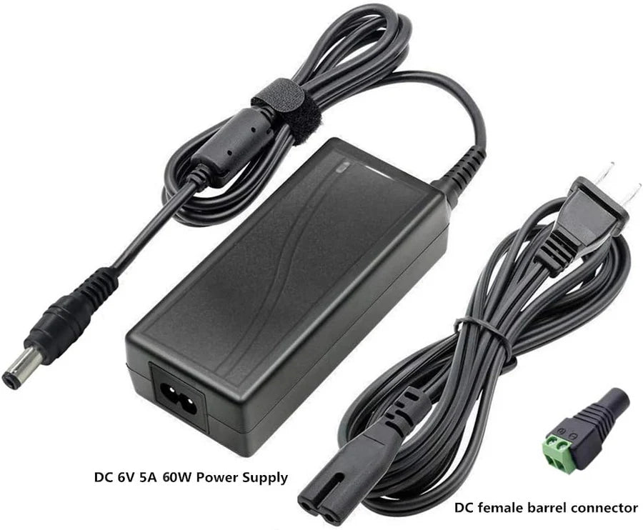 DC 6V Desktop Power Supply Adapter 30W/60W, AC 100–240V Input, US Plug, Switching Transformer for Electronics, Router, Toys, DIY Projects