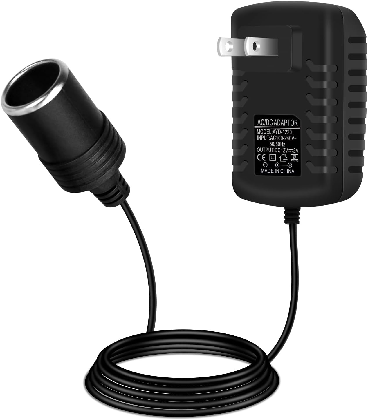 DC 12V Cigarette Lighter Power Supply Adapter 12W–36W, AC 100–240V to 12V Converter Transformer, Car Socket Charger for Pump, Cooler, LED Lights — US Plug