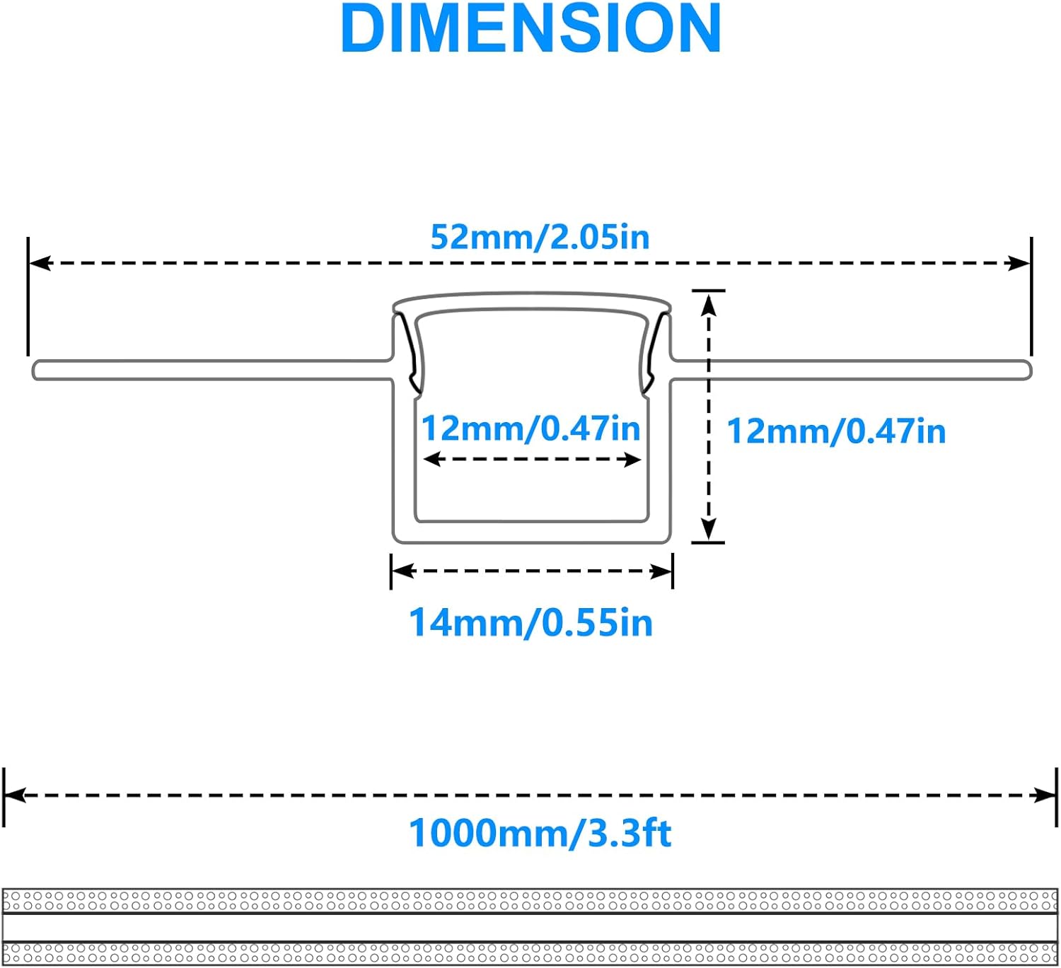 Double-Sided Plaster-in Drywall  LED Aluminum Channels– Fit for 1 to 12mm LED Strip | 1Meter | Silver | Milky White Cover | 4 / 6 / 10 -Pack | Local Stock US/UK
