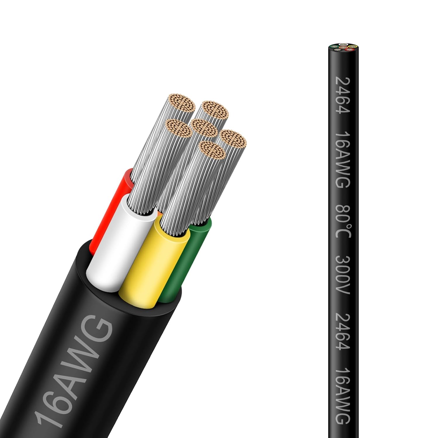 16 AWG Electrical Wire, 6/7/8 Conductor Multi-Core Tinned Copper Cable, Black/White PVC Insulated Flexible Control Wire, 10/20/50m (33ft–165ft) Options