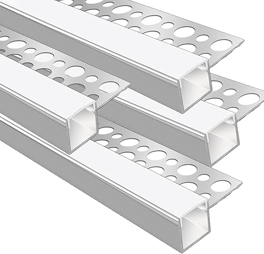 Double-Sided Plaster-in Drywall  LED Aluminum Channels– Fit for 1 to 20mm LED Strip | 1Meter | Silver | Milky White Cover | 4 / 6 / 10 -Pack | Local Stock US/UK