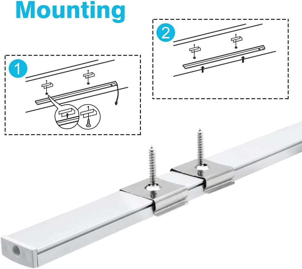 U Shape LED Aluminum Channels – Fit for 1 to 12mm LED Strip | 1Meter | Silver / Black | Milky White / Black Cover | With Installation Accessories | Bendable | 5 / 6 / 10 / 12 / 20 / -Pack | Local Stock US/UK