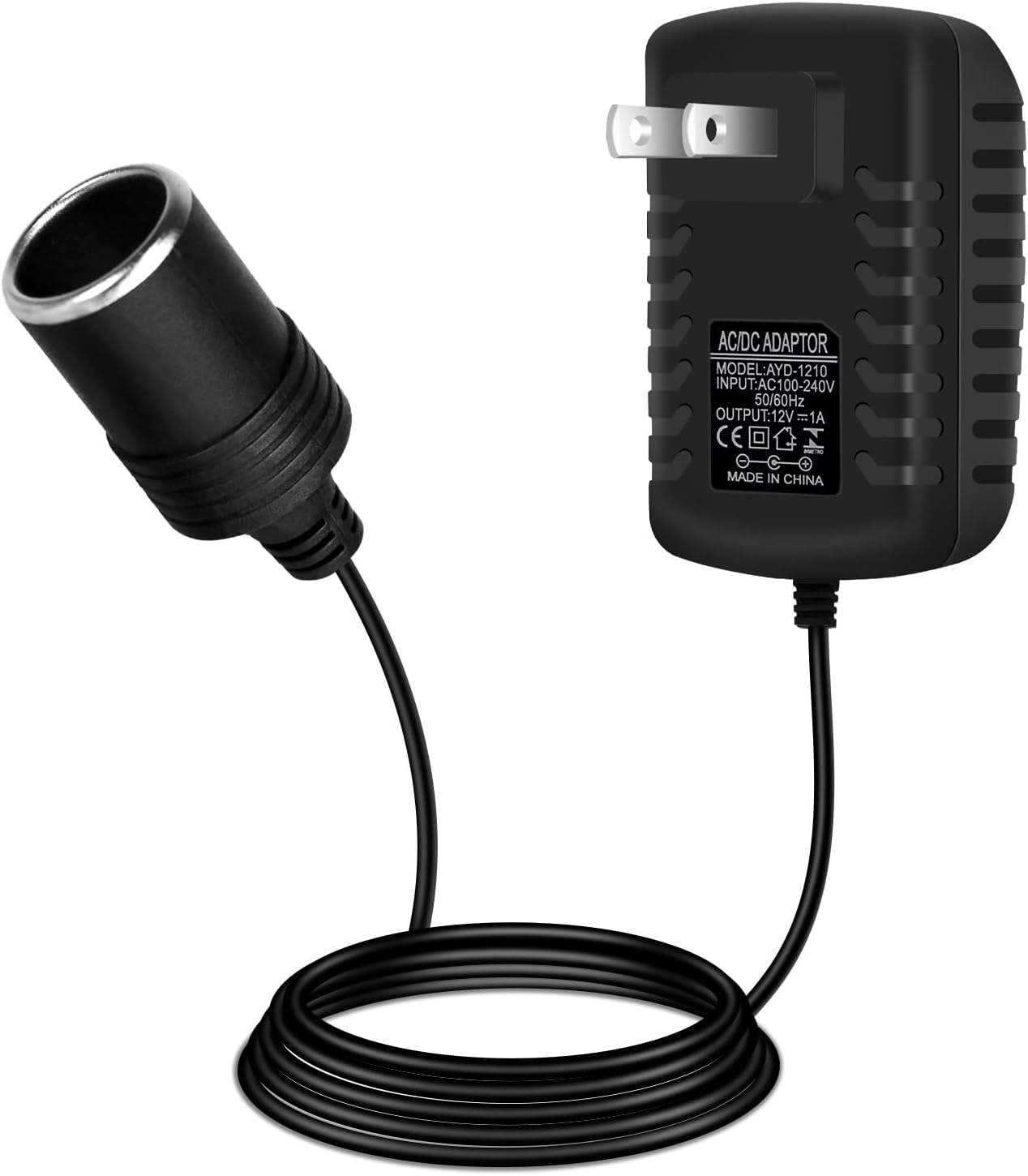 DC 12V Cigarette Lighter Power Supply Adapter 12W–36W, AC 100–240V to 12V Converter Transformer, Car Socket Charger for Pump, Cooler, LED Lights — US Plug