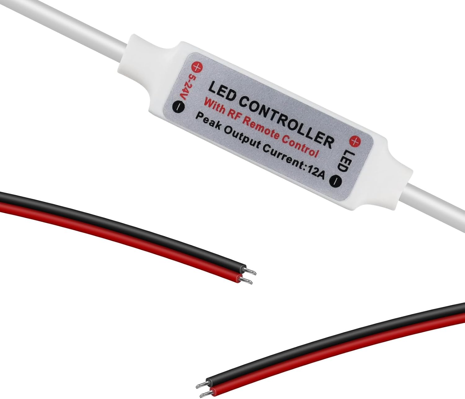 LED Strip Controller – 5V/24V – White RF Remote with Dimmer Function | For Single Color 5050/3528 Strips