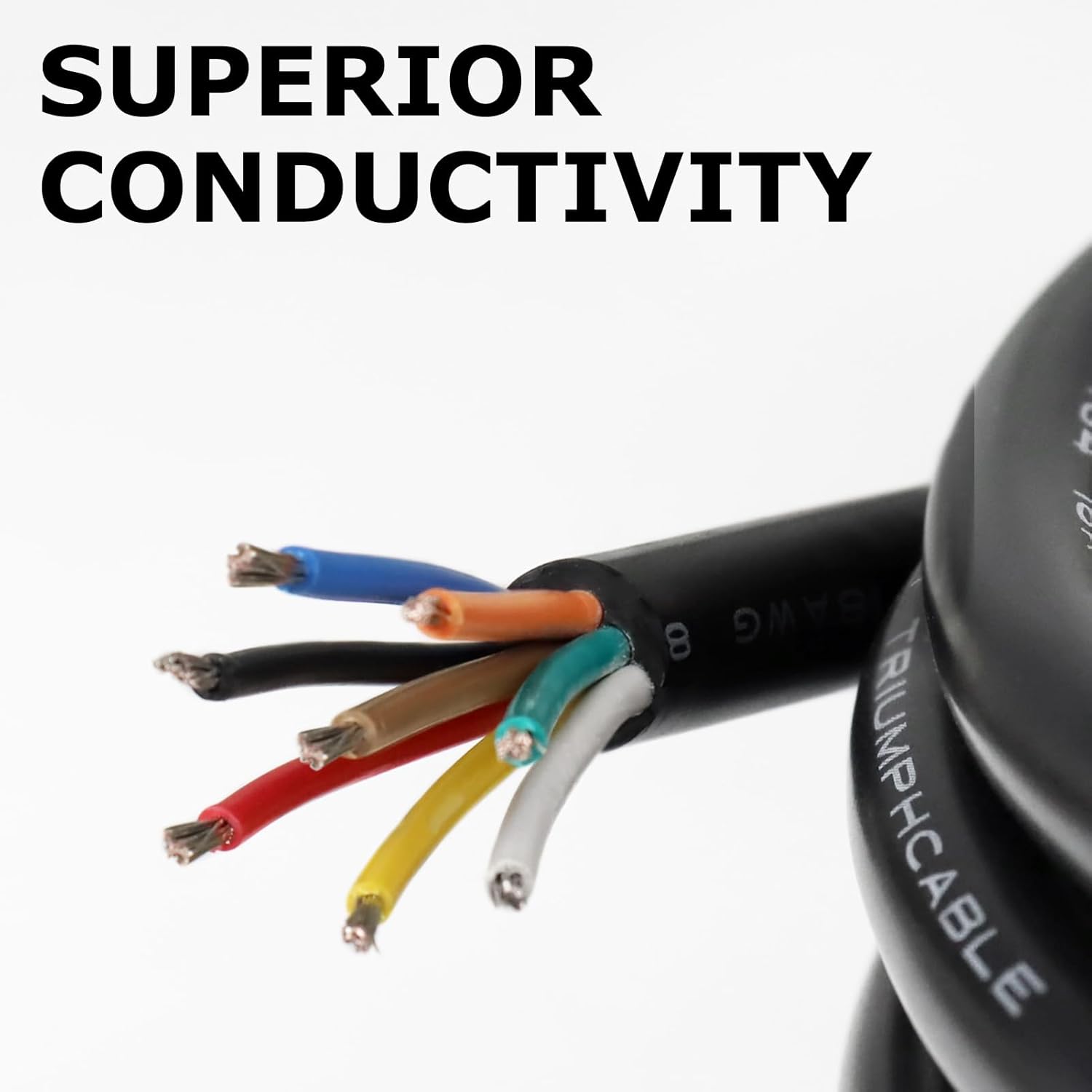 24 AWG Electrical Cable, 6/7/8 Conductor Stranded Tinned Copper Multi-Core Wire, Black/White PVC Jacket Flexible Control Extension Cord, 10/20/50m (33ft–165ft) Options