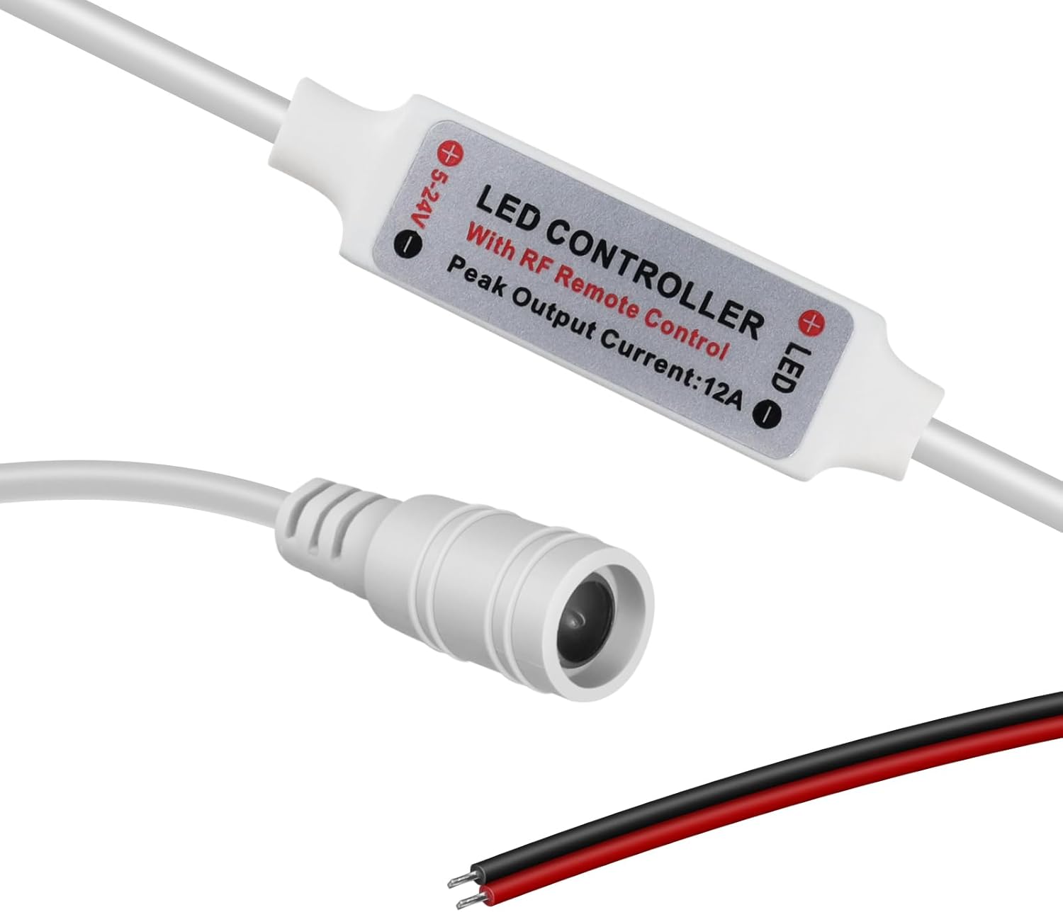 LED Strip Controller – 5V/24V – White RF Remote with Dimmer Function | For Single Color 5050/3528 Strips