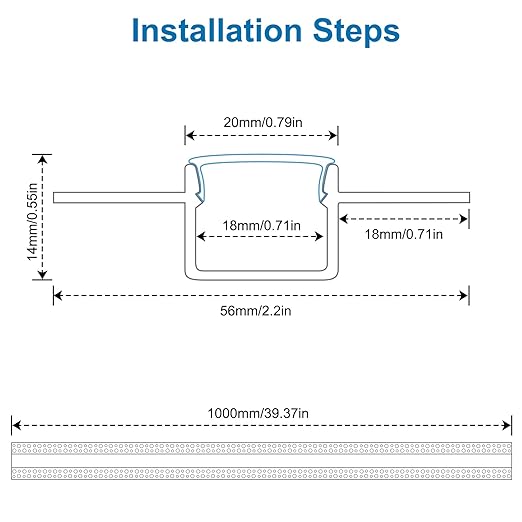Double-Sided Plaster-in Drywall  LED Aluminum Channels– Fit for 1 to 20mm LED Strip | 1Meter | Silver | Milky White Cover | 4 / 6 / 10 -Pack | Local Stock US/UK