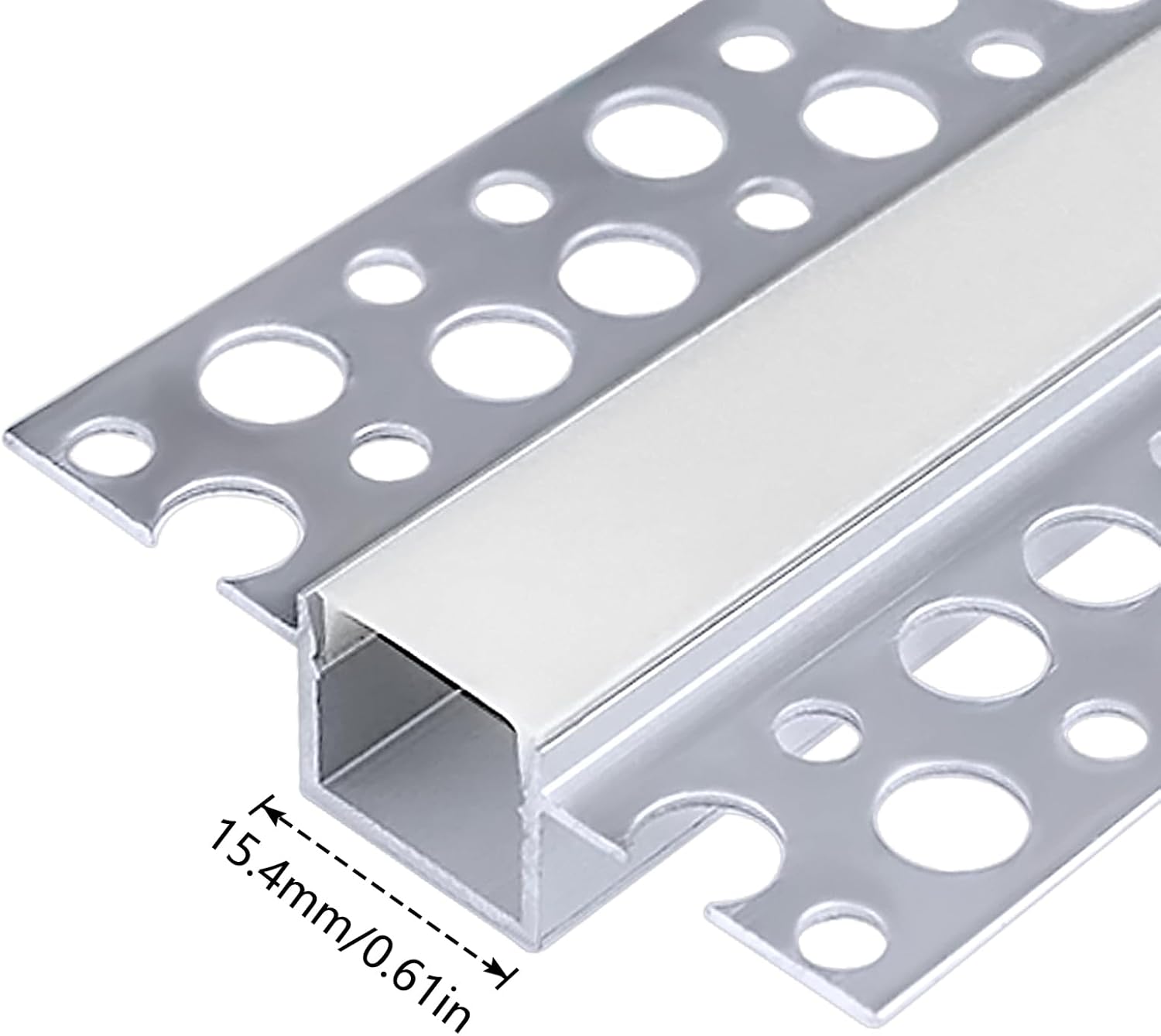 Double-Sided Plaster-in Drywall  LED Aluminum Channels– Fit for 1 to 16mm LED Strip | 1Meter | Silver | Milky White Cover | 4 / 6 / 10 -Pack | Local Stock US/UK