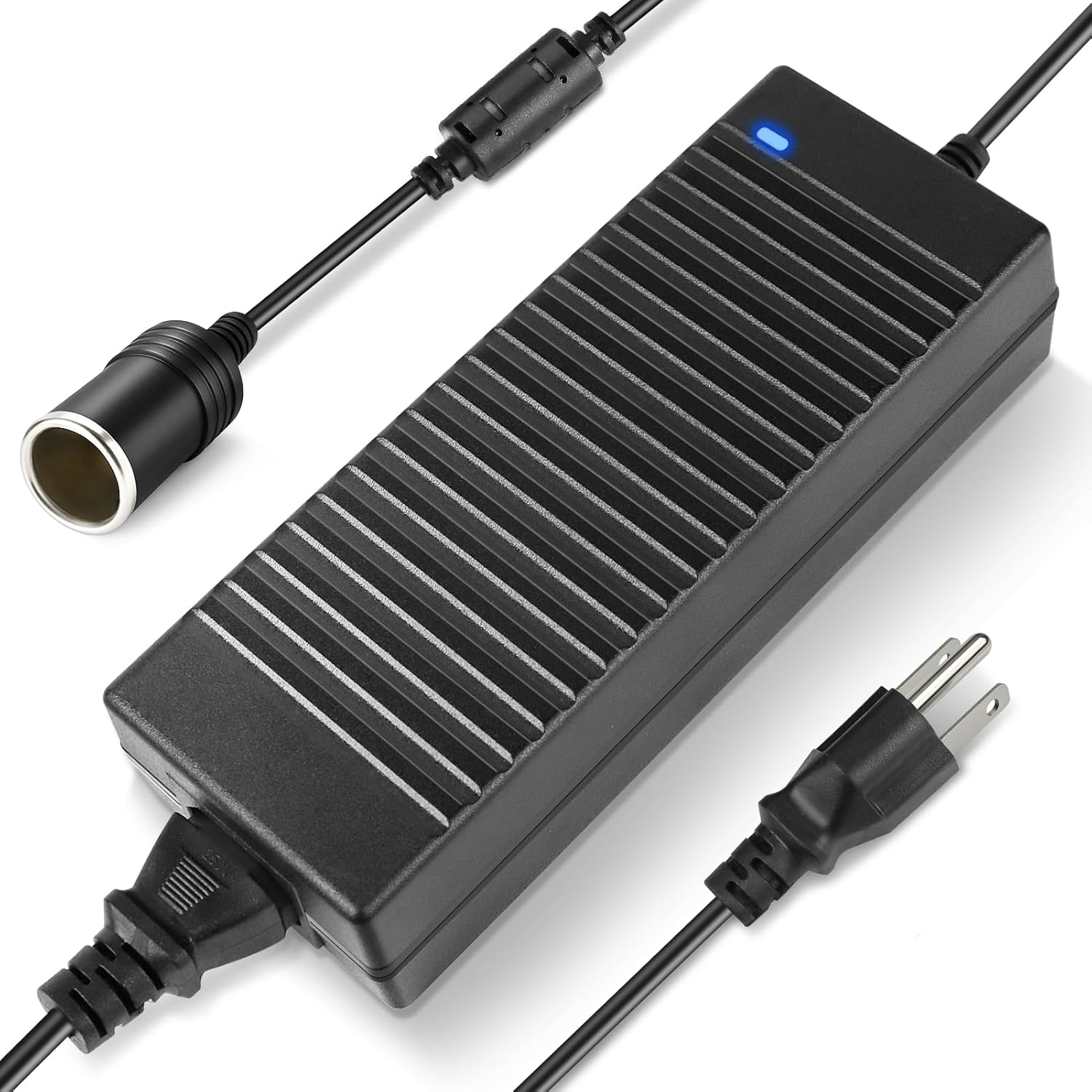 DC 12 V Zigarettenanzünder-Tischnetzteiladapter 60 W–120 W, AC 100–240 V Eingang, Konvertertransformator mit US/UK-Stecker – für Autozubehör, Luftpumpe, Kühler und Elektronik
