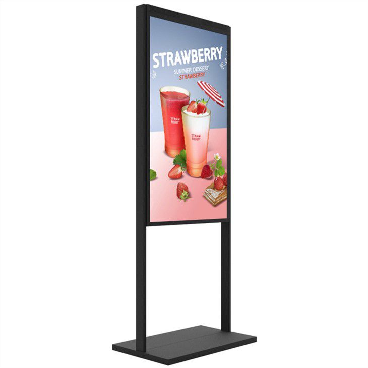 65" doppelseitiges, hochhelles Fenster-LCD-Display, 2500 Nits vorne + 700 Nits hinten, Android 2+32G, ohne Touch, Cloud/APP/USB, Hänge-/Bodenständer 