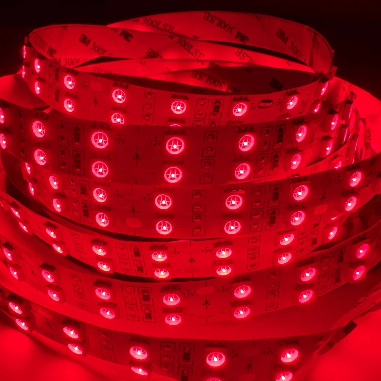 660–670nm  SMD5050 DC12V Red LED Strip Light – High Power Red for Therapy & Plants, 30/60/120 LEDs/m, 5 Meters, IP00/IP65