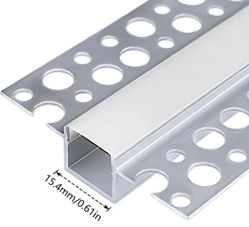 Double-Sided Plaster-in Drywall  LED Aluminum Channels– Fit for 1 to 13mm LED Strip | 1Meter | Silver | Milky White Cover | 4 / 6 / 10 -Pack | Local Stock US/UK