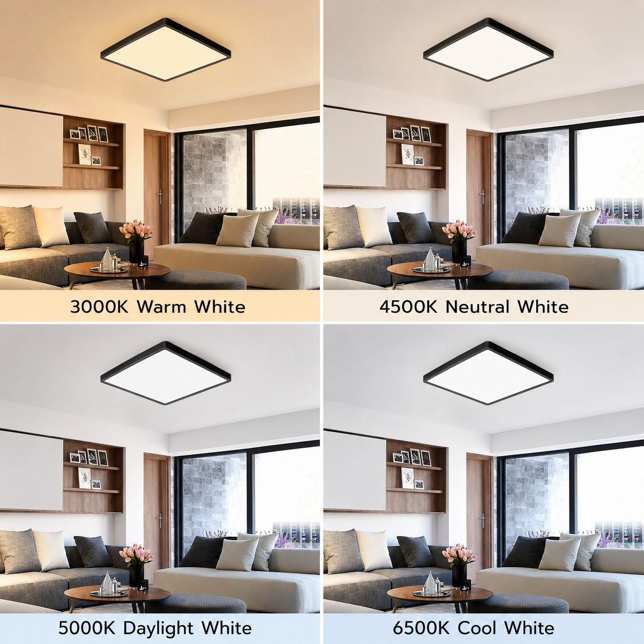 9 Inch Square LED Ceiling Light – 18W – Black – 3000K / 4500K / 5000K / 6500K – Flush Mount Ceiling Light for Home & Apartment Lighting – Local Stock (US)