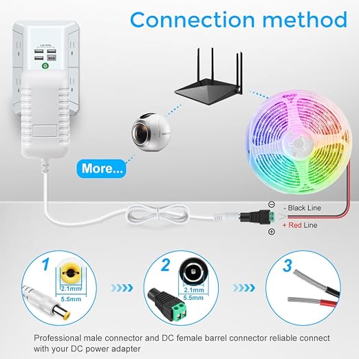 12-V-Netzteiladapter 12 W/24 W/36 W, AC 100–240 V Eingang, Wandstecker-Transformator, weißes Gehäuse – US-Stecker, LED-Treiber für Streifen/CCTV/Elektronik 