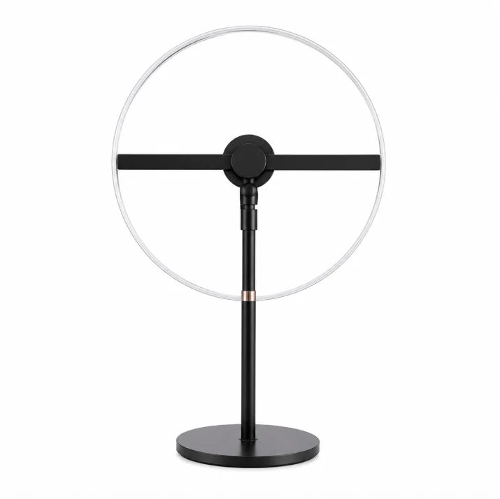 Ventilateur holographique 3D 30 cm (11,8 po) DC5 V | Lecteur visuel LED haute luminosité à 2 pales | Support de bureau/sol | Alimentation par batterie (non fournie) | Boîtier de protection transparent ou noir