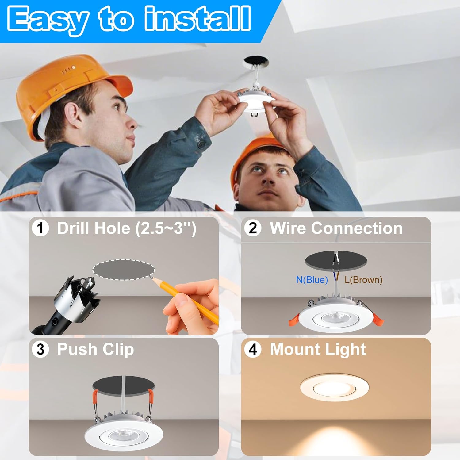 Smart WiFi Recessed Lighting | 3Inch 5W | Ultra-Thin 60° Adjustable Downlight | Dimmable RGB & CCT 2700-6500K | 85–240V | White Housing | Compatible with Alexa and Google Home | 4 -Pack