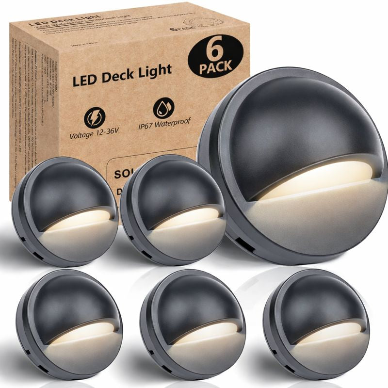 Low Voltage LED Deck Lights - 2.5W | 3000K / 4000K | AC/DC 12–36V | IP67 Waterproof | Outdoor Lights for Walkway Stair Post Railing | 6 /12-Pack