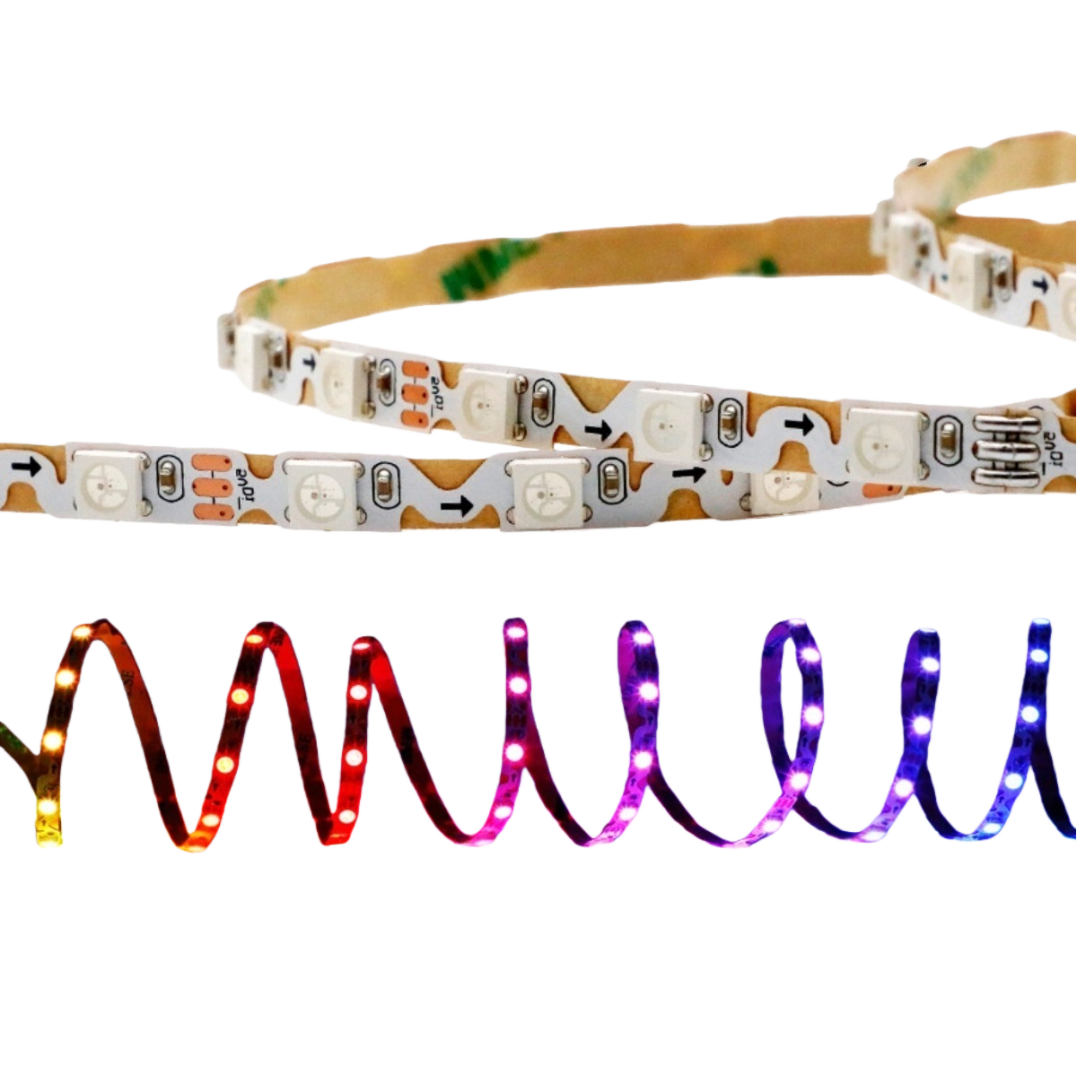 WS2812 RGBIC LED Strip Light – 6mm S-Shape Bendable, Individually Addressable, 5V DC, 60 LEDs/m, Non-Waterproof Strip & Kit Packages
