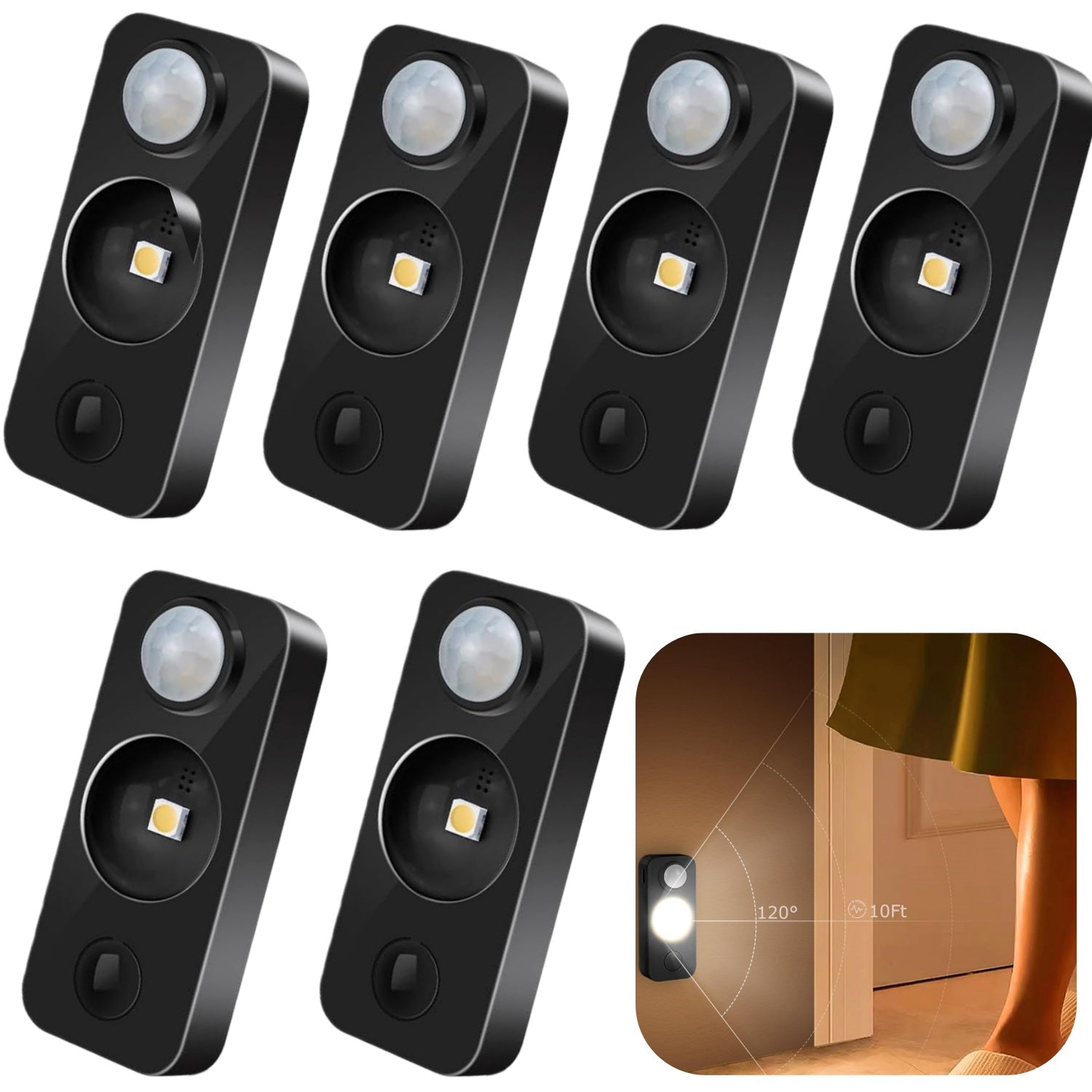 Rechargeable LED Puck Closet Light – 4/6/8 Pack | Motion Sensor, Tap Switch, Dimmable | Warm / Daylight White | Black / White Finish | Easy Mounting for Closets & Cabinets