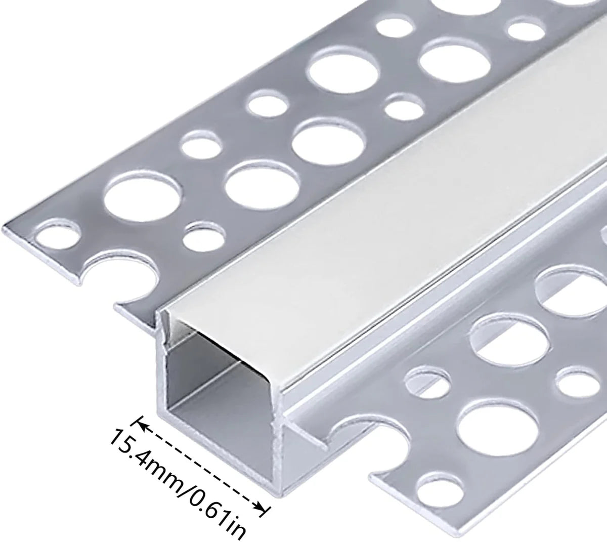 Double-Sided Plaster-in Drywall  LED Aluminum Channels– Fit for 1 to 13mm LED Strip | Silver | Milky White Cover | 1 / 2 / 3 Meter | Silver | Milky White Cover | 50 / 100 -Pack