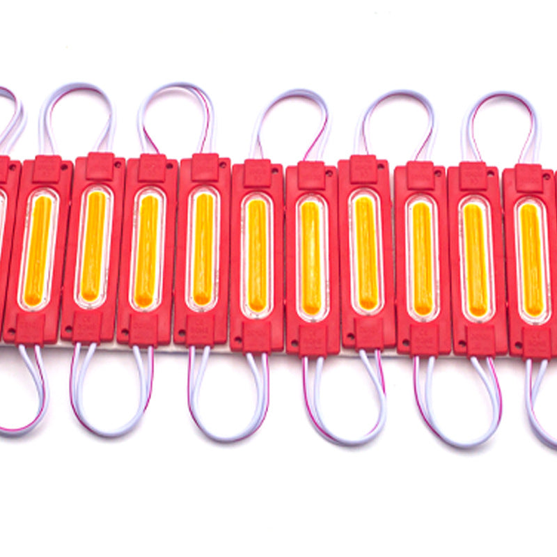 COB LED Module String – 1.8 W | 150 lm | 70×19 mm | 160° Beam | DC 12 V | Waterproof IP65 (20-pcs String) for Channel Letters & Signage– 6500K / 3000K / Red / Green / Blue / Yellow / Pink