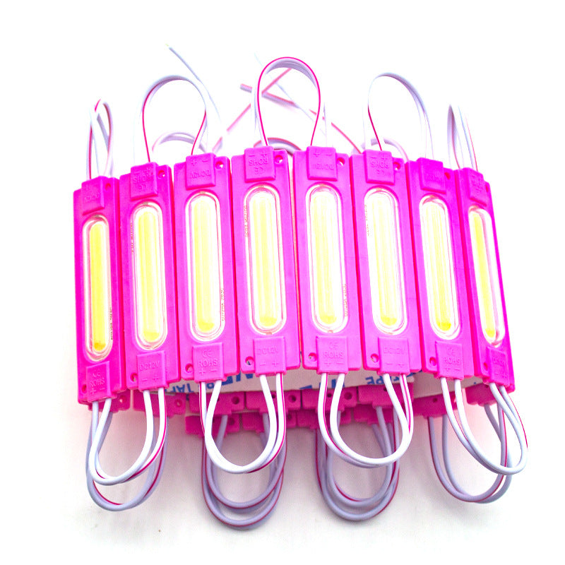 COB LED Module String – 1.8 W | 150 lm | 70×19 mm | 160° Beam | DC 12 V | Waterproof IP65 (20-pcs String) for Channel Letters & Signage– 6500K / 3000K / Red / Green / Blue / Yellow / Pink