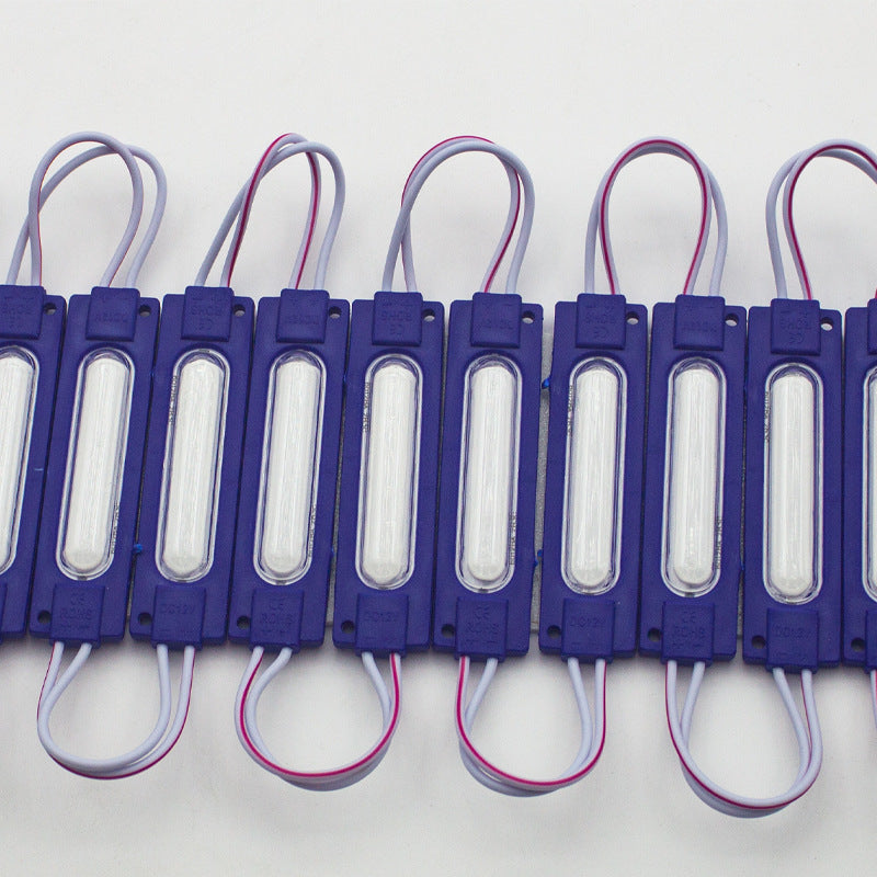 COB LED Module String – 1.8 W | 150 lm | 70×19 mm | 160° Beam | DC 12 V | Waterproof IP65 (20-pcs String) for Channel Letters & Signage– 6500K / 3000K / Red / Green / Blue / Yellow / Pink