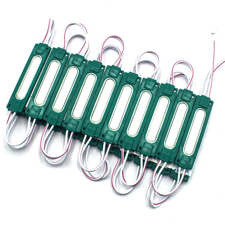 COB LED Module String – 1.8 W | 150 lm | 70×19 mm | 160° Beam | DC 12 V | Waterproof IP65 (20-pcs String) for Channel Letters & Signage– 6500K / 3000K / Red / Green / Blue / Yellow / Pink