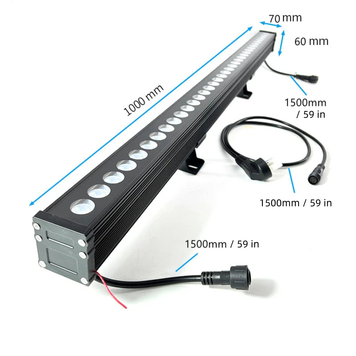 Linkable 7060 Linear RGB LED Wall Washer – 36W | AC110V / AC220V | Waterproof Color Changing Wall Wash Light | 24-Key RF Remote Control | for Indoor & Outdoor Architectural Lighting