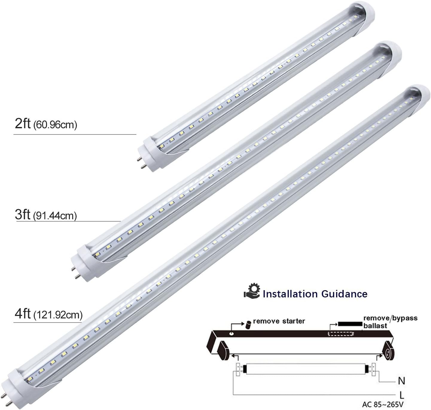 4ft Retrofit T8 LED Tube Light – 20W – Ballast Bypass – Frosted Lens – Warm / Natural / Daylight White – 4-Pack or 20-Pack – AC90-240V Non-Dimmable