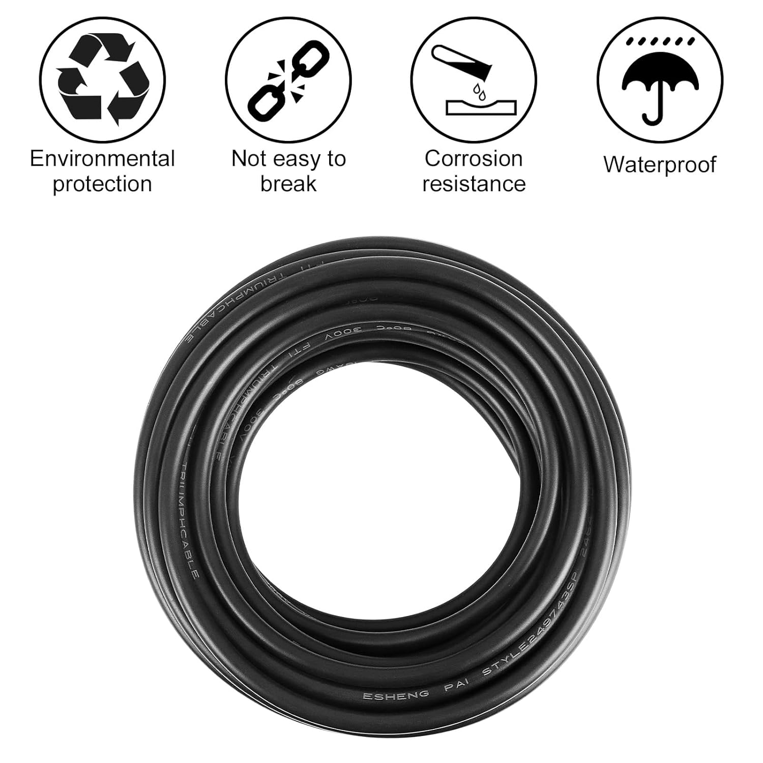 24 AWG Stranded Electrical Wire, 2/3/4/5 Conductor Multi-Core Cable, Black/White PVC Flexible Insulated Cord for Extension & Wiring —10/20/50m (33ft–165ft) Options